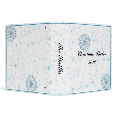Aqua and Silver Snowflake Graphic on White Binder by NoteableExpressions