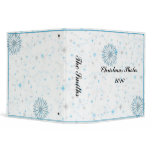 Aqua and Silver Snowflake Graphic on White Binder