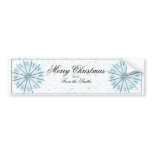 Aqua and Silver Snowflake Graphic on White Bumper Stickers