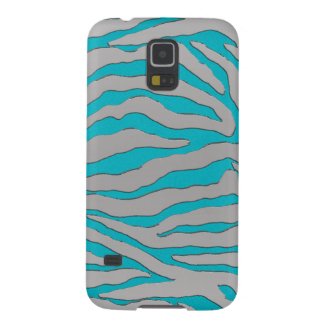 Aqua and Silver Zebra Stripe Galaxy S5 Case