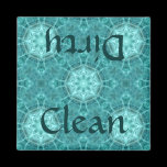 Aqua and teal fractal kaleidoscope clean/dirty magnets