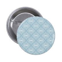 Aqua and White Damask Buttons