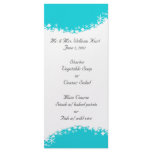 Aqua and White Snowflake Reception Menu Customized Rack Card