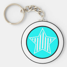 Aqua and White Star Keychain