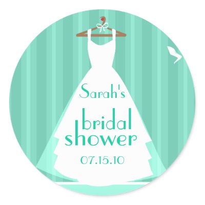 Aqua and White Wedding Dress Bridal Shower Sticker by stickercaboodle