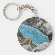 Aqua Beach Glass Key Chain