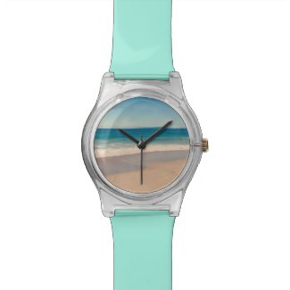 Aqua Beach Scene Wrist Watch