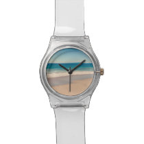 Aqua Beach Scene Wrist Watch at Zazzle