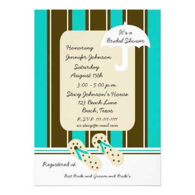 Aqua Beach Theme Bridal Shower Invitation