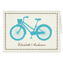 Aqua Bicycle Folded Note Cards