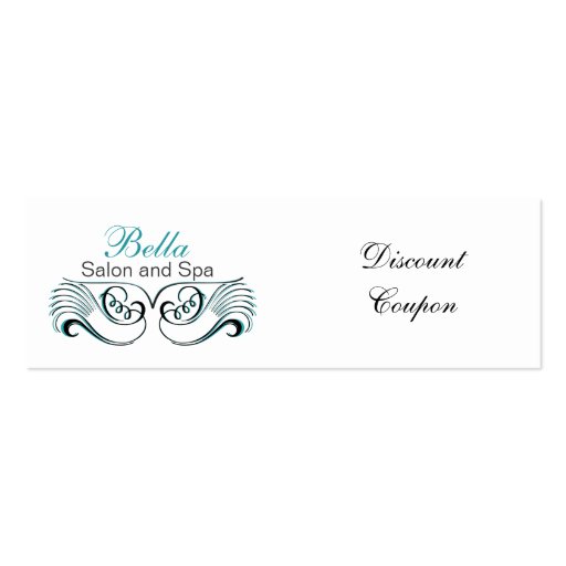 aqua ,black and white Chic discount coupon Business Card Template (front side)