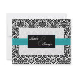 aqua,black and white rsvp cards custom invitation