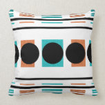 Aqua black orange pattern throw pillow