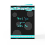 Aqua & Black Polka Dot Bat Mitzvah Thank You Card