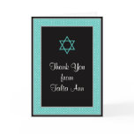 Aqua & Black Polka Dot Bat Mitzvah Thank You Card
