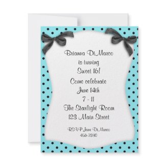 Aqua Black Polka Dot Invitation invitation