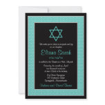 Aqua & Black Polka Dots Bat Mitzvah Invitation