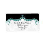 aqua black return address label