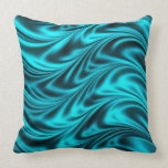 Aqua black silky waves pillow