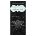 aqua black Wedding program Custom Rack Card