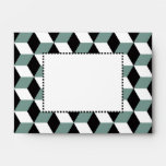 Aqua, Black & White 3D Cubes Pattern envelopes