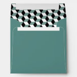 Aqua, Black & White 3D Cubes Pattern envelopes