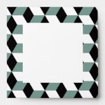 Aqua, Black & White 3D Cubes Pattern envelopes