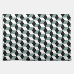Aqua, Black & White 3D Cubes Pattern placemats