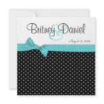 Aqua Black & White Polka Dot Wedding Invitations