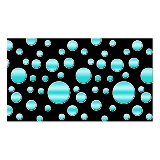 Aqua, Black, White Polka Dots Placecards Business Card Template (back side)