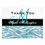 Aqua Black White Zebra Thank You Card Custom Invitation