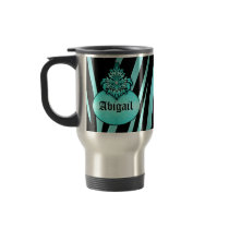 Aqua Black Zebra Stripes with Flourish Nameplate Mug