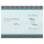 Aqua Blue and Black Damask Wedding Program Personalized Flyer