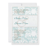 Aqua Blue and Brown Damask Wedding Invitation