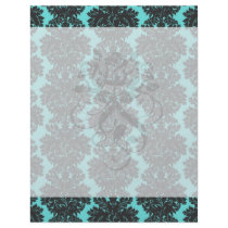 aqua blue and dark gray damask pattern flyers