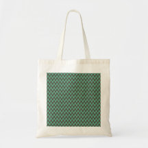 Aqua Blue and Gray Chevron Zig Zag Stripes Canvas Bag