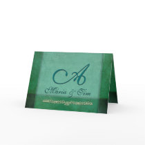 Aqua blue and green monogram cards by aslentz Aqua blue and green monogram cards