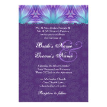 Aqua Blue and Royal Purple Purple Wedding Announcements
