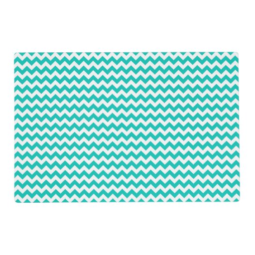 Aqua Blue and White Chevron Stripe Laminated Placemat Zazzle