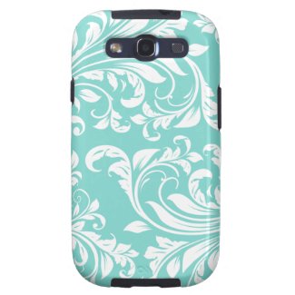 Aqua Blue and White Damasked Pattern Galaxy SIII Cover
