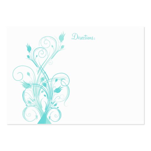 Aqua Blue and White Floral Enclosure Card Business Card Templates (back side)