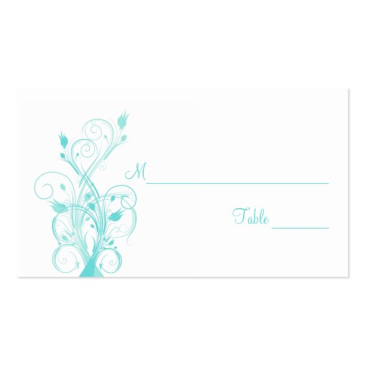 Aqua Blue and White Floral Place Cards Business Cards (front side)