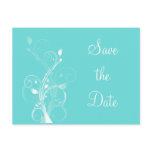 Aqua Blue and White Floral Save the Date Post Card