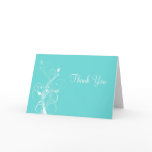 Aqua Blue and White Floral Thank You Card