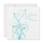 Aqua Blue and White Floral Wedding Invitation