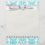 aqua blue and white intricate damask pattern personalized flyer