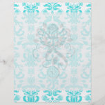 aqua blue and white intricate damask pattern custom flyer
