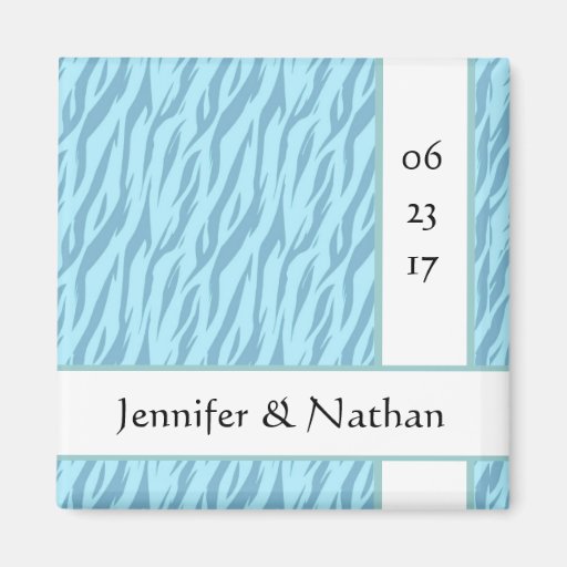 Aqua Blue and White Save the Date Wedding Magnet
