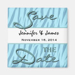 Aqua Blue and White Save the Date Wedding Fridge Magnets