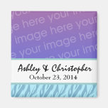 Aqua Blue and White Save the Date Wedding Refrigerator Magnets